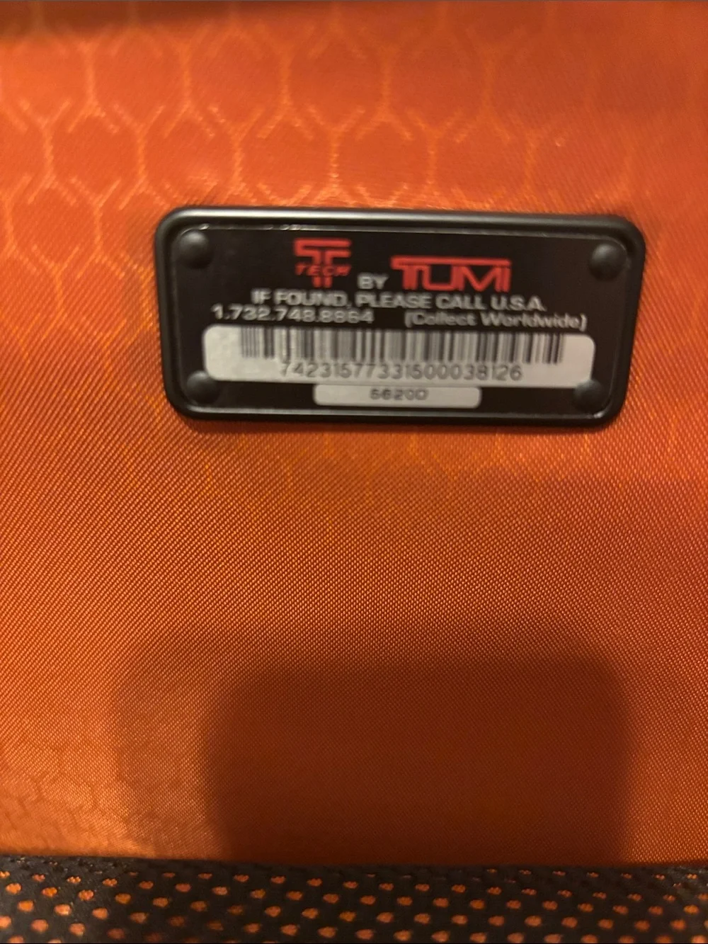 Tumi Black Carry-On Wheelaway with Orange Trim